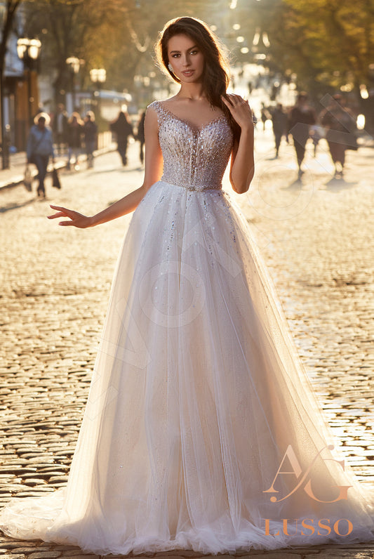 Shirlena A-line Illusion Lightpink Wedding dress