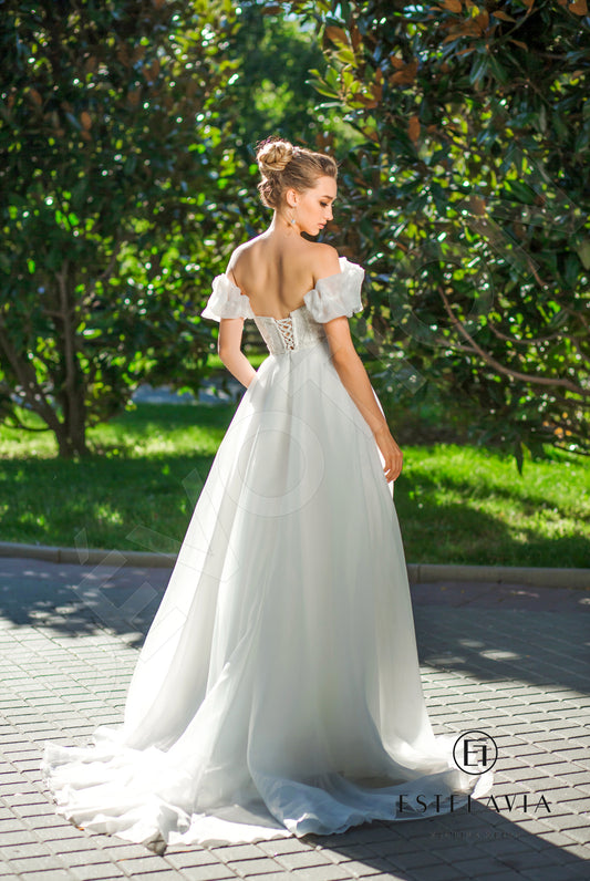 Adelina A-line Off-shoulder/Drop shoulders Milk Wedding dress