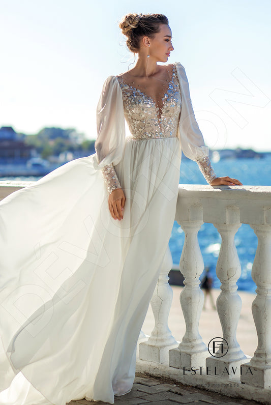 Cornelina A-line Illusion Milk Wedding dress