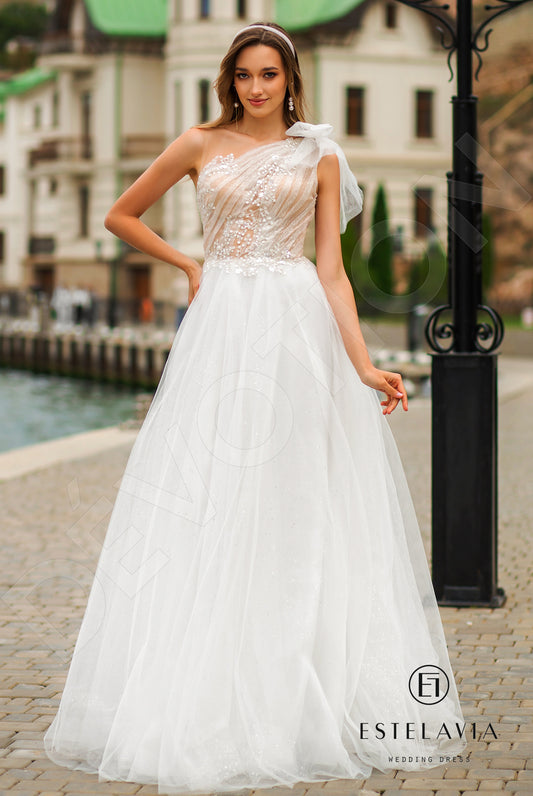 Dorine A-line Illusion Milk Wedding dress