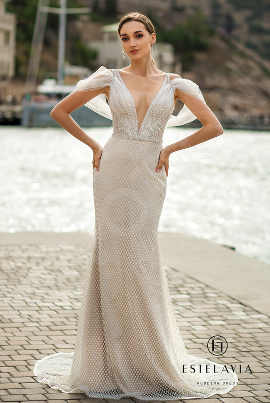 Lonela Trumpet/Mermaid Illusion Milk Cappuccino Wedding dress