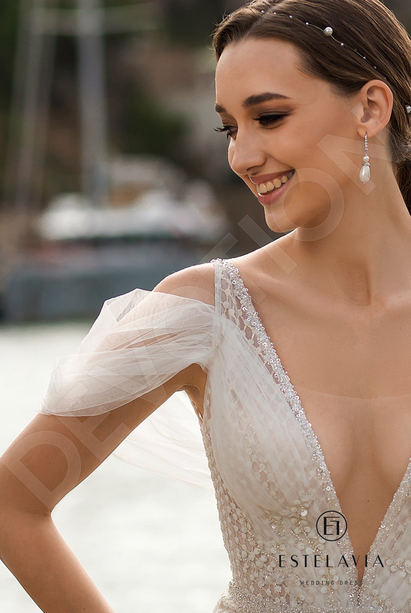 Lonela Trumpet/Mermaid Illusion Milk Cappuccino Wedding dress