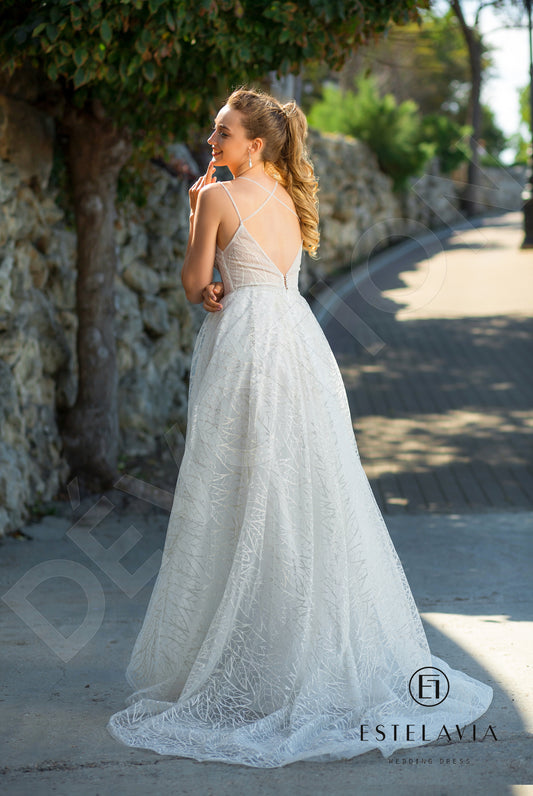 Magdina A-line V-neck Milk Wedding dress