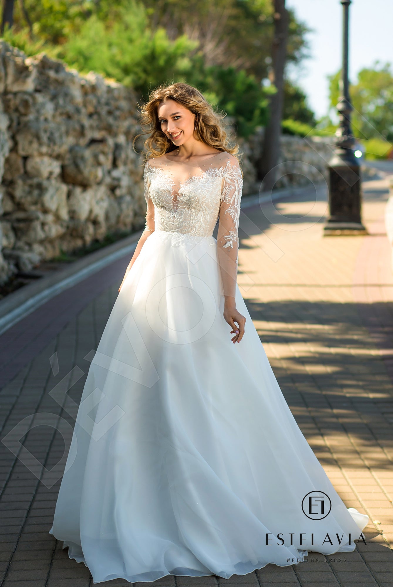 Otilia A-line Illusion Milk Cappuccino Wedding dress