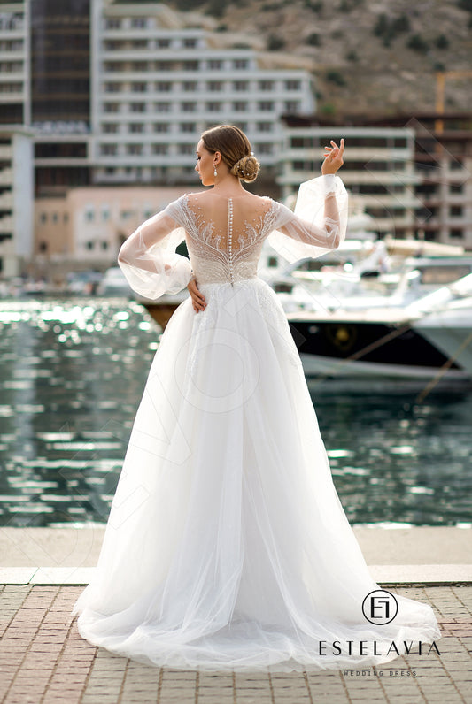 Ralica A-line Illusion Milk Wedding dress