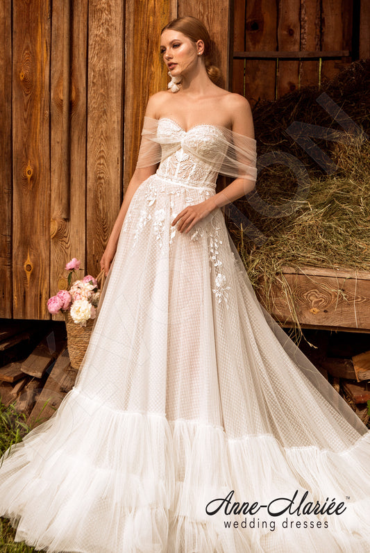 Florian A-line Off-shoulder/Drop shoulders Ivory Wedding dress