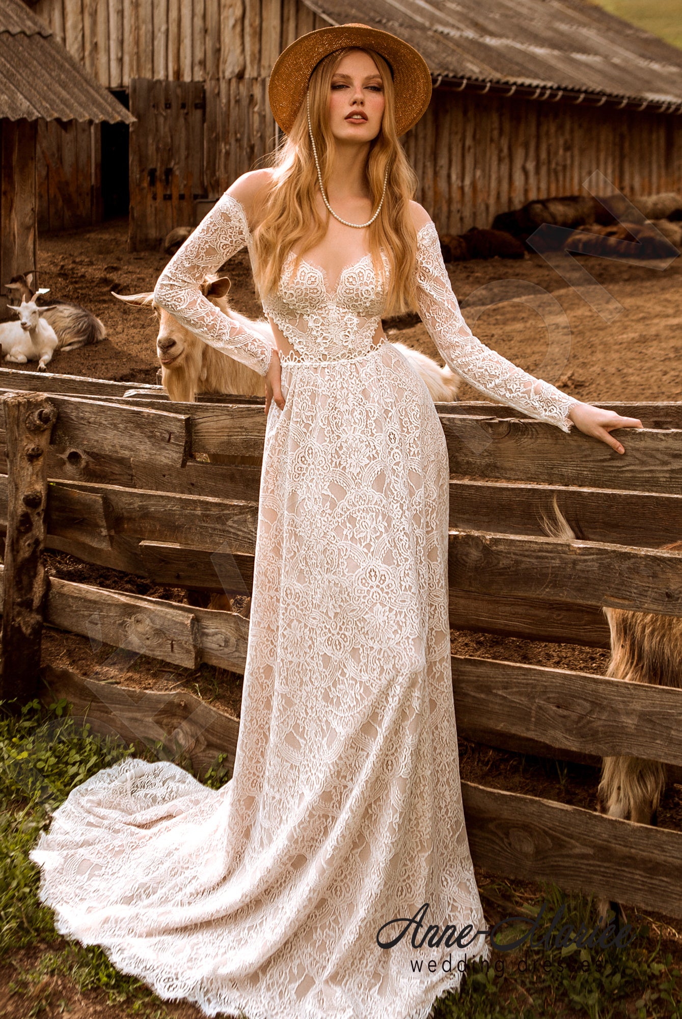 Ida A-line Illusion Ivory Nude Wedding dress