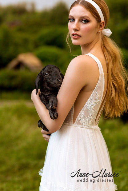 Mary Illusion back A-line Sleeveless Wedding Dress 6