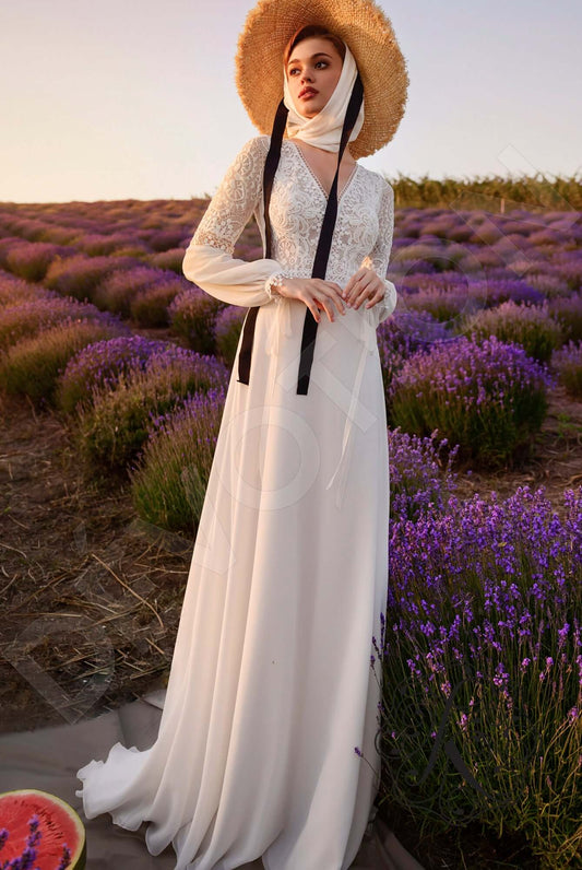 Aksia A-line V-neck OffWhite Wedding dress