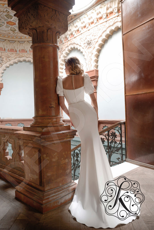 Ruffi Trumpet/Mermaid Jewel OffWhite Wedding dress