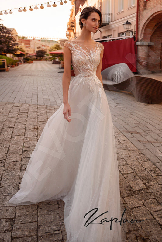 Artemida A-line Illusion Latte Wedding dress