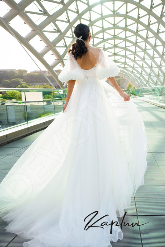Enton A-line Boat/Bateau OffWhite Wedding dress