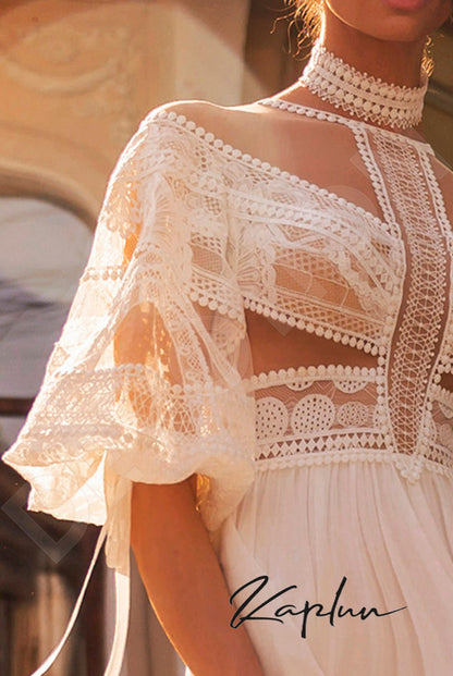 Kvida Illusion back A-line Half sleeve Wedding Dress 5