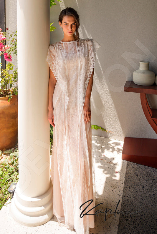 Saida Sheath/Column V-neck OffWhite Latte Wedding dress