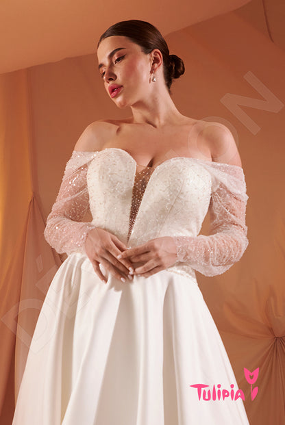 Jolanda Open back A-line Long sleeve Wedding Dress 4