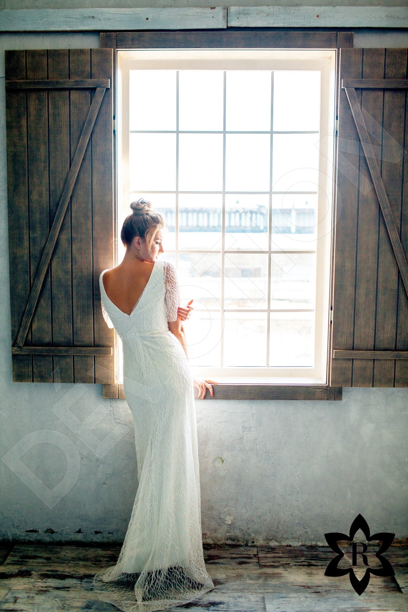 Hadariela Open back Sheath/Column Short/ Cap sleeve Wedding Dress 5