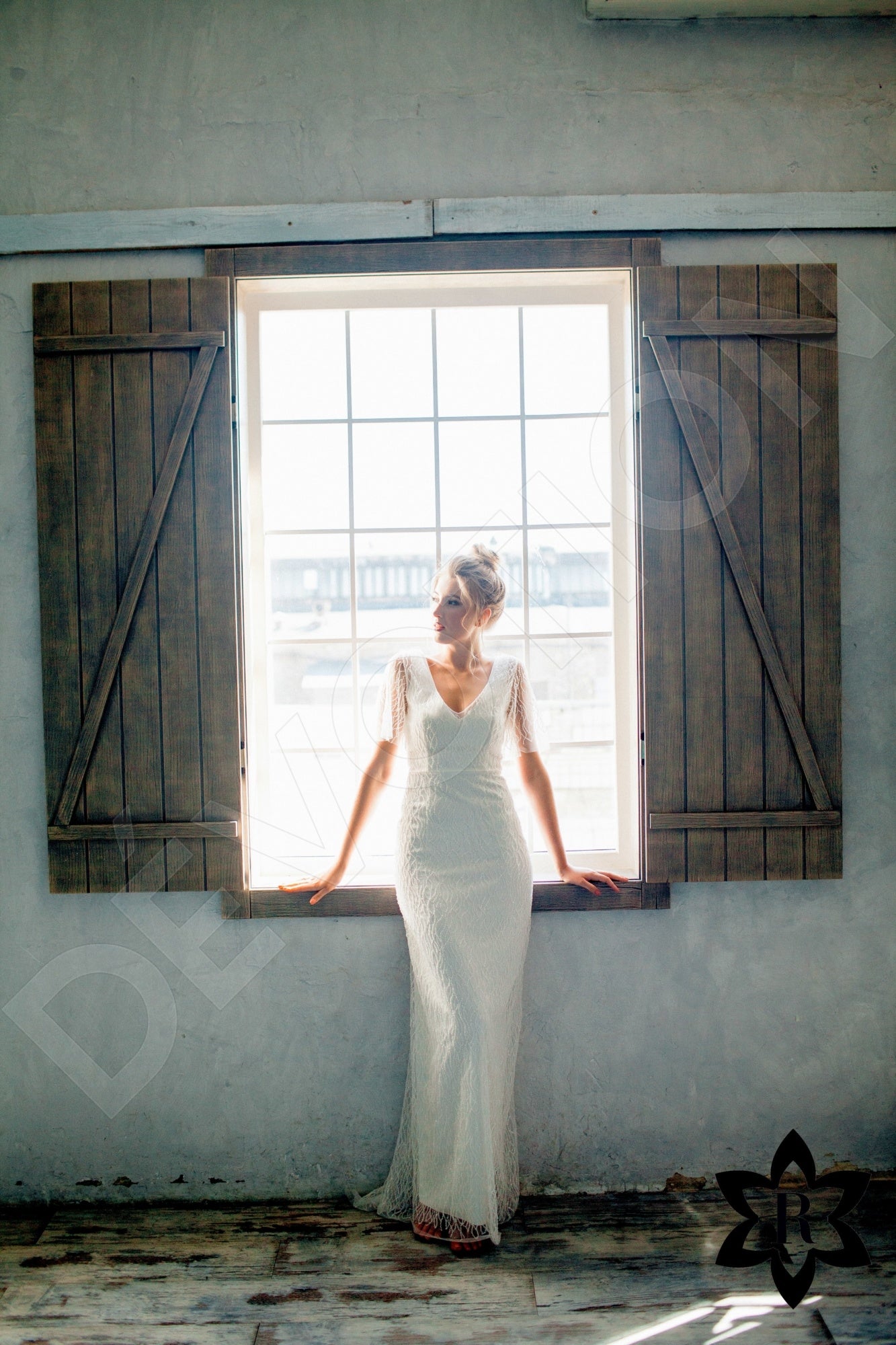 Hadariela Open back Sheath/Column Short/ Cap sleeve Wedding Dress 8