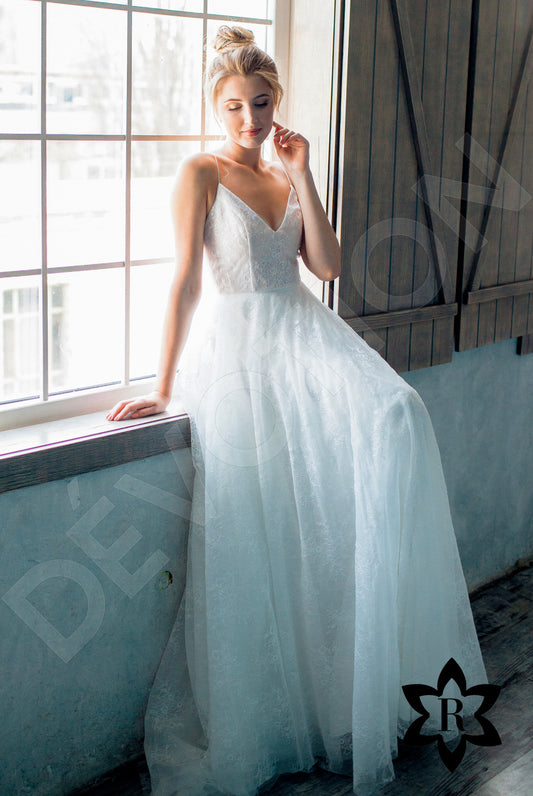 Camiela A-line V-neck Milk Wedding dress