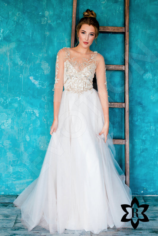 Ariela A-line Illusion Sand Wedding dress