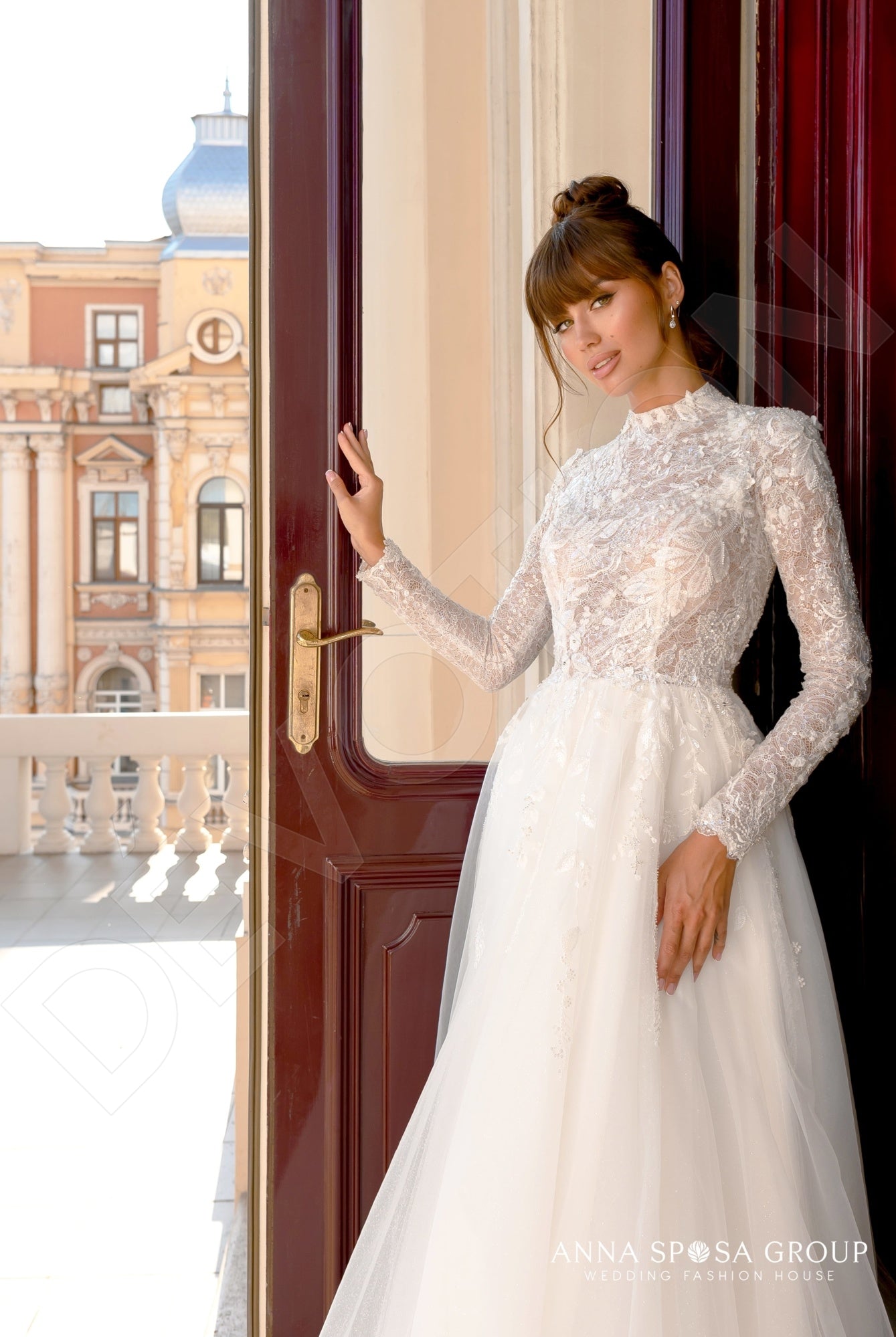 Eilish A-line High neck Milk Wedding dress