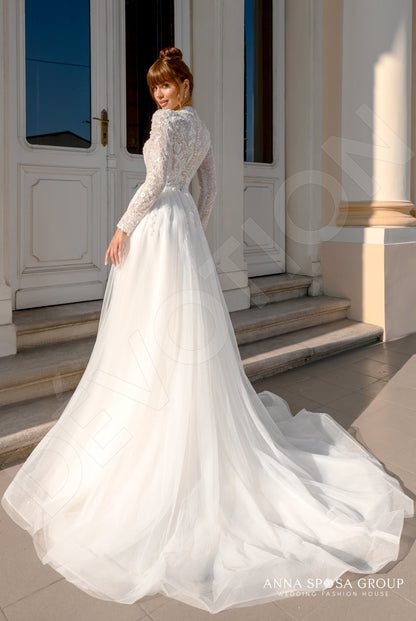 Eilish Full back A-line Long sleeve Wedding Dress Back