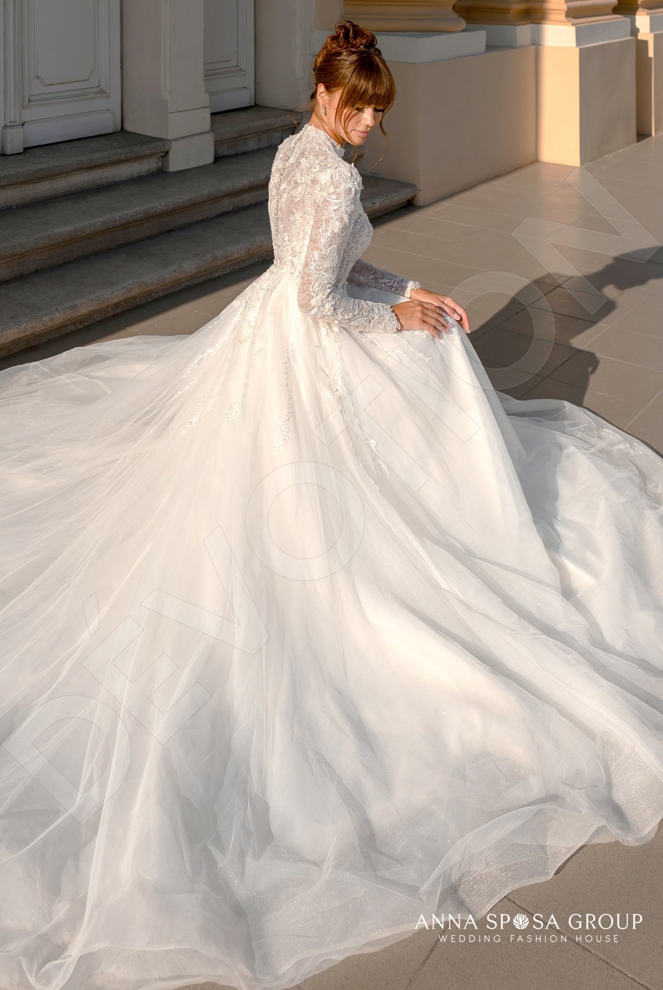Eilish A-line High neck Milk Wedding dress