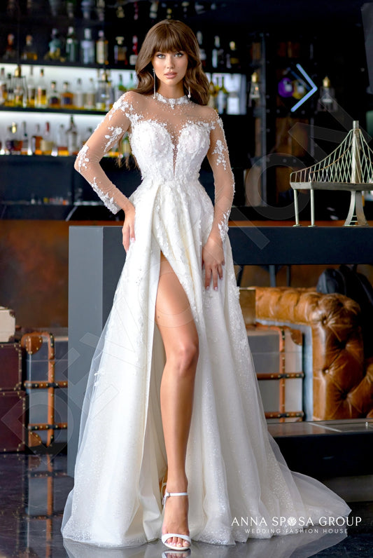 Garby A-line High neck Milk Wedding dress