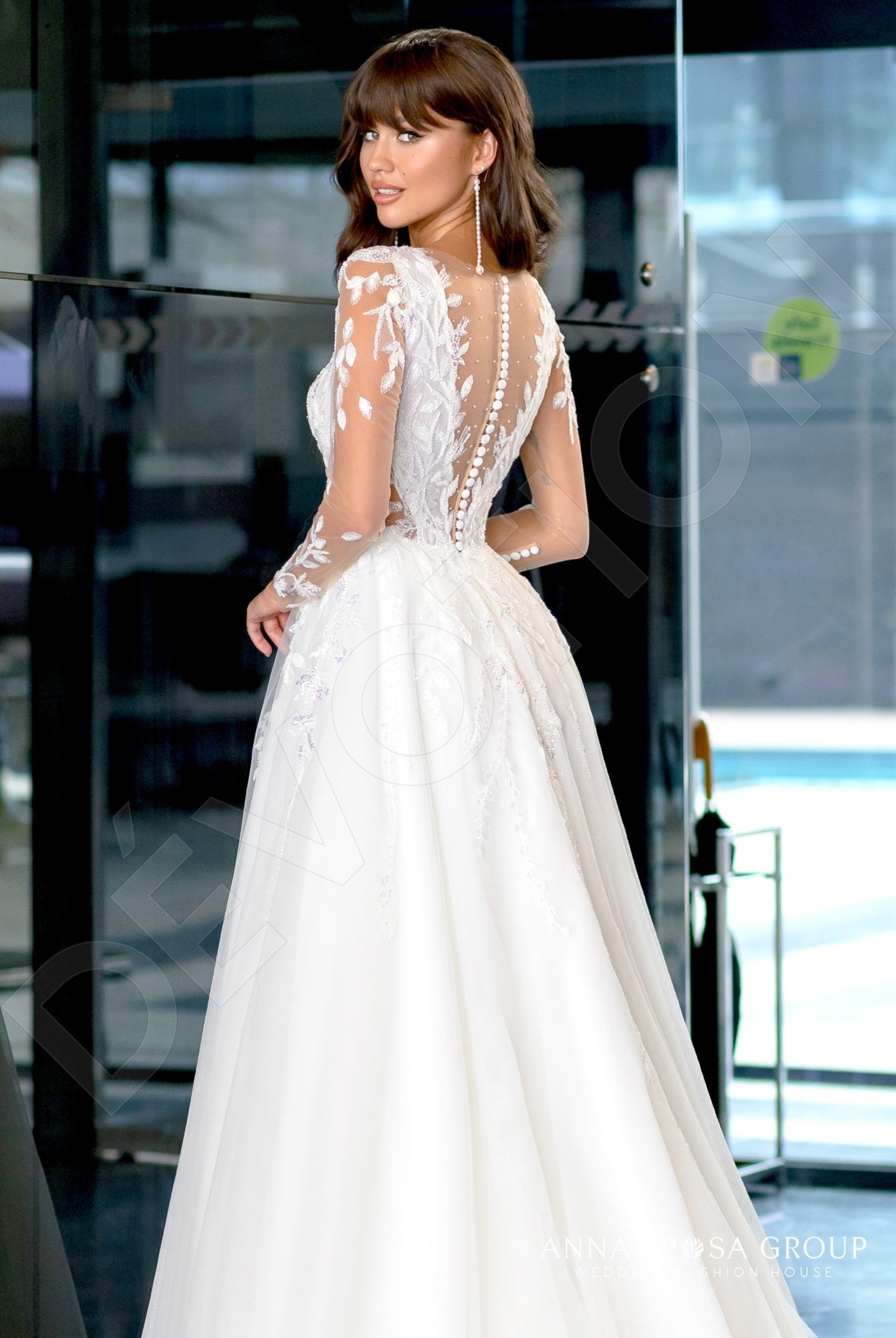 Malet A-line Jewel Milk Wedding dress