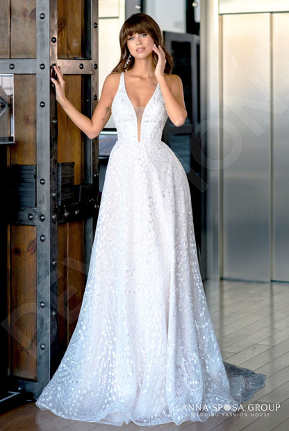 Sherit Open back A-line Straps Wedding Dress Front