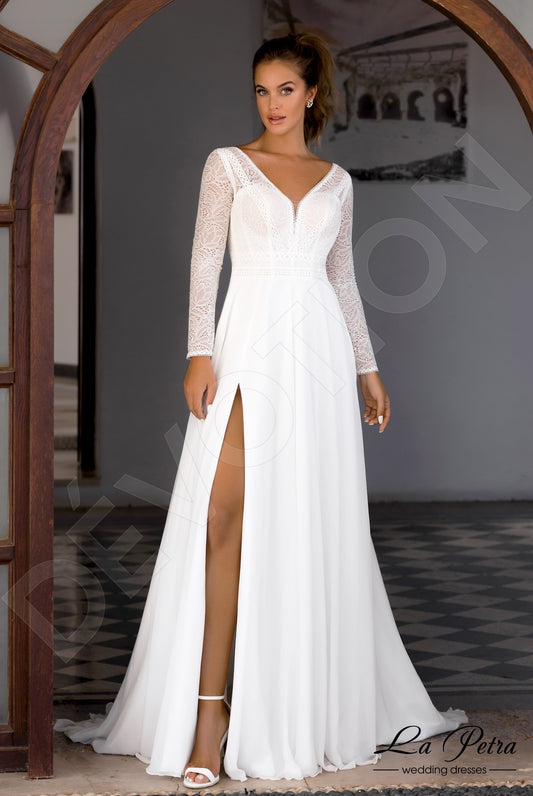 Anelma A-line V-neck Milk Wedding dress