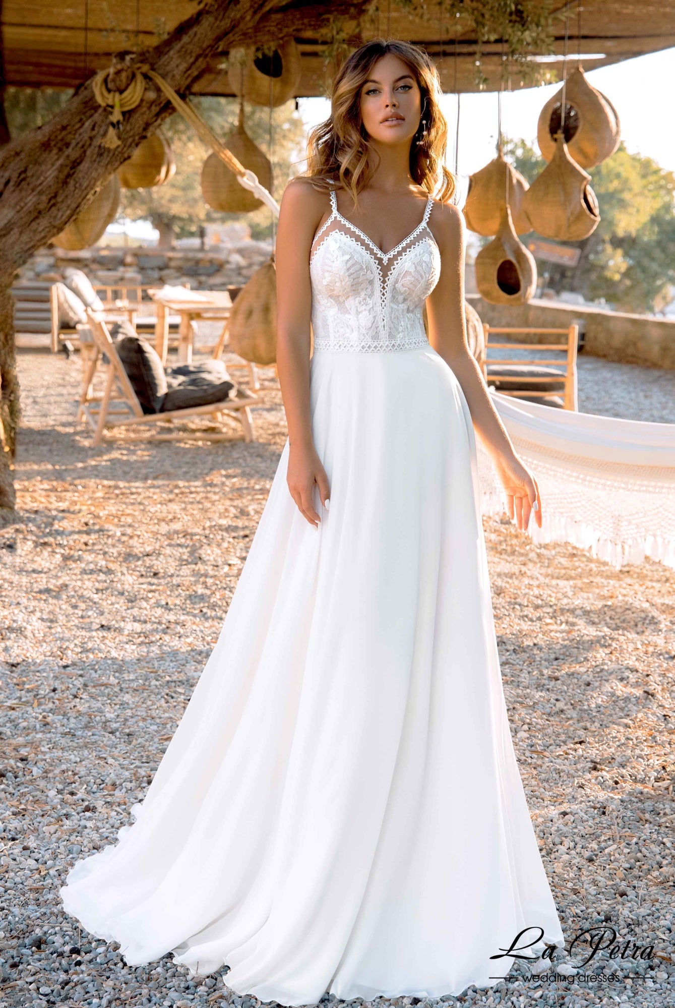 Zema A-line V-neck Milk Wedding dress