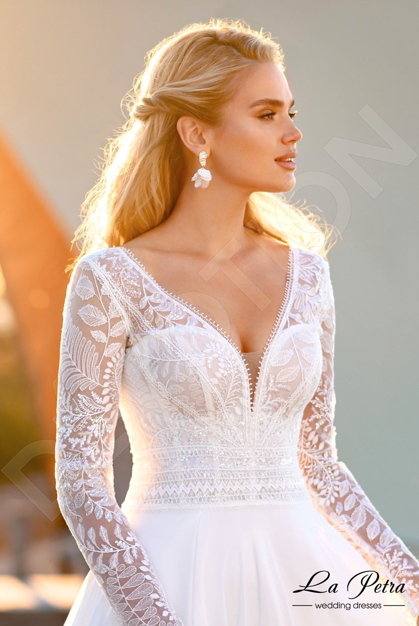 Anelisa A-line V-neck Milk Wedding dress