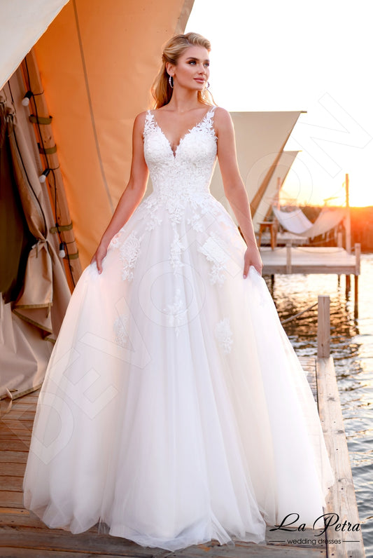 Kalei A-line V-neck Milk/Powder Wedding dress