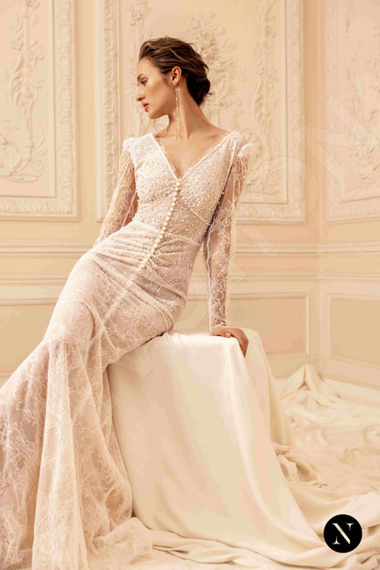 Amber Open back Trumpet/Mermaid Long sleeve Wedding Dress 3