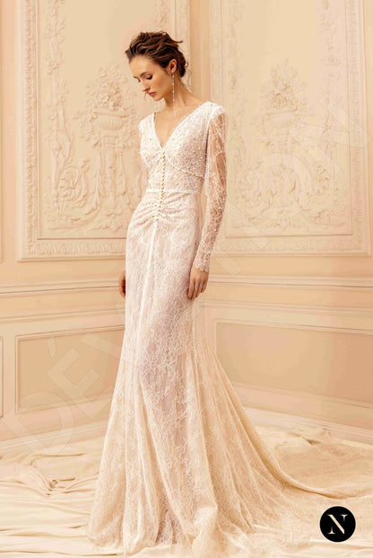 Amber Open back Trumpet/Mermaid Long sleeve Wedding Dress Front