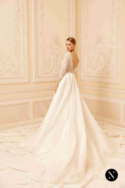 Candy Open back A-line 3/4 sleeve Wedding Dress 8