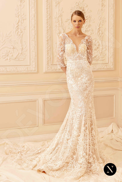 Candy Open back A-line 3/4 sleeve Wedding Dress 2