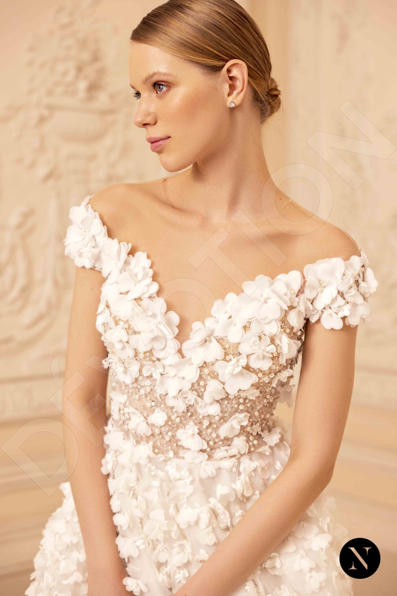 Hannah A-line Illusion Nude Ivory Wedding dress