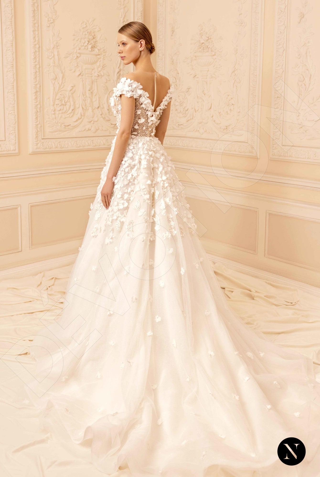 Hannah Illusion back A-line Short/ Cap sleeve Wedding Dress Back