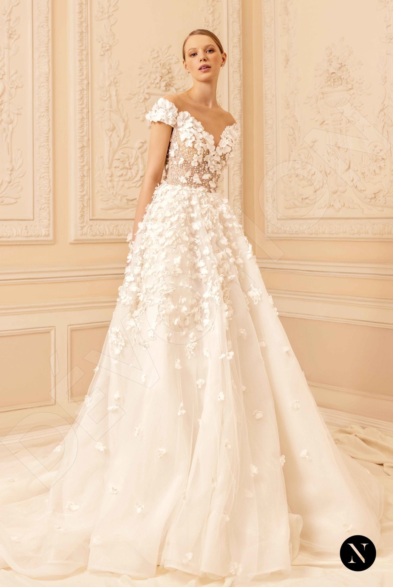Hannah A-line Illusion Nude Ivory Wedding dress
