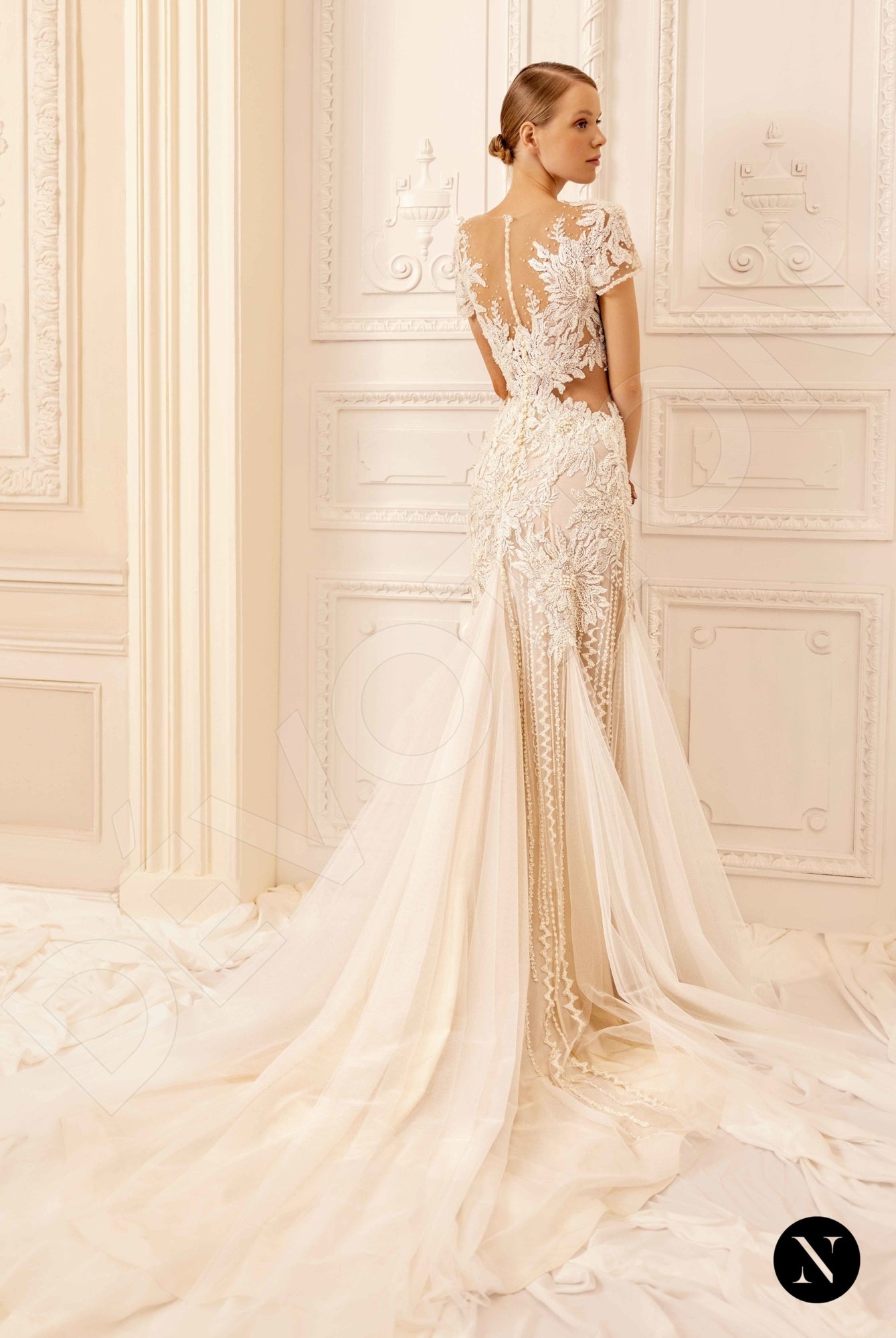 Kate Illusion back Trumpet/Mermaid Short/ Cap sleeve Wedding Dress Back