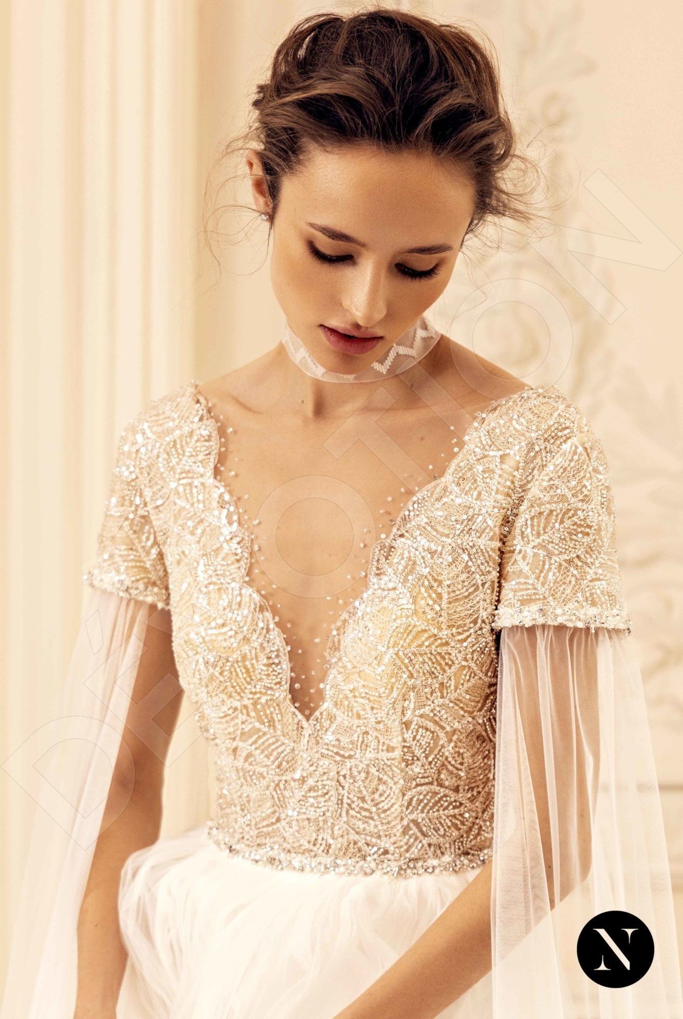 Krystal A-line Illusion Ivory Wedding dress