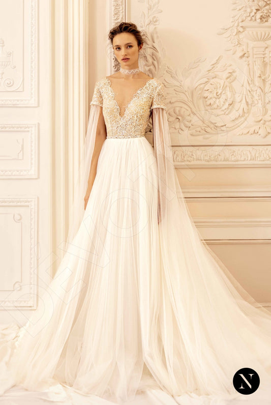 Krystal A-line Illusion Ivory Wedding dress