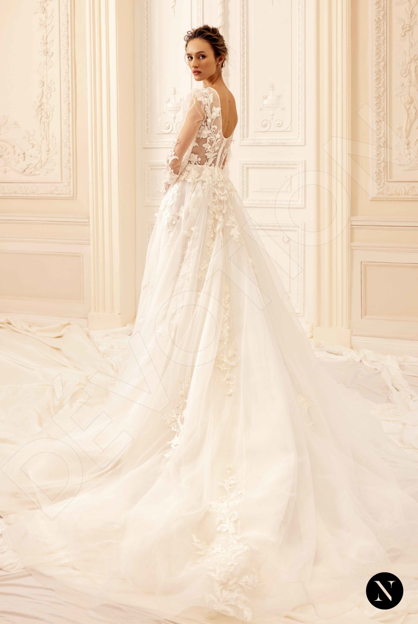 Mandys Open back A-line Long sleeve Wedding Dress Back