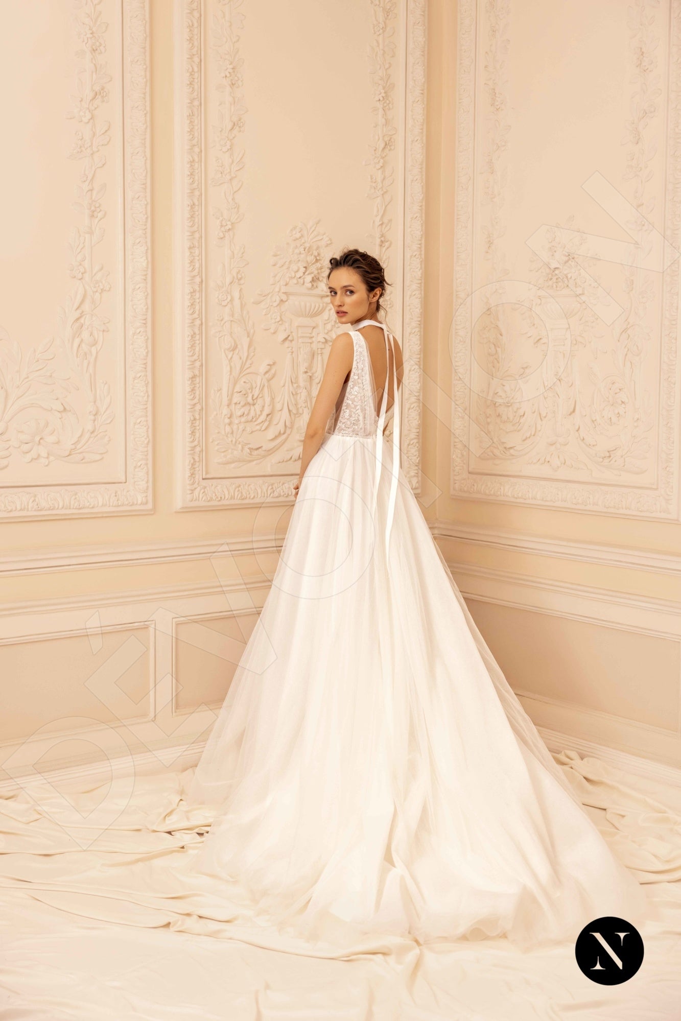 Sandra A-line Scoop Ivory Wedding dress