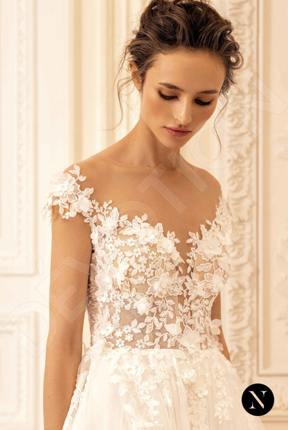 Sharon Open back A-line Short/ Cap sleeve Wedding Dress 7