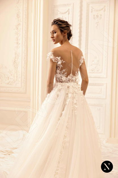 Sharon Open back A-line Short/ Cap sleeve Wedding Dress Back