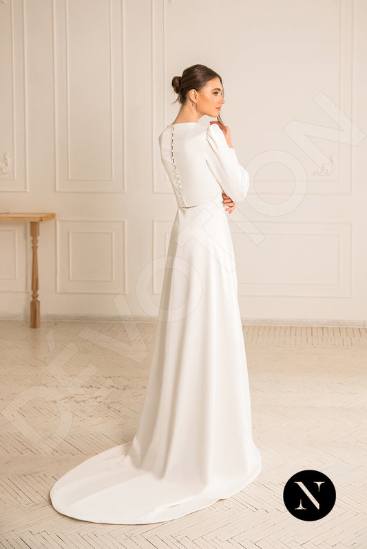 Gabanna Shine A-line Boat/Bateau Milk Wedding dress