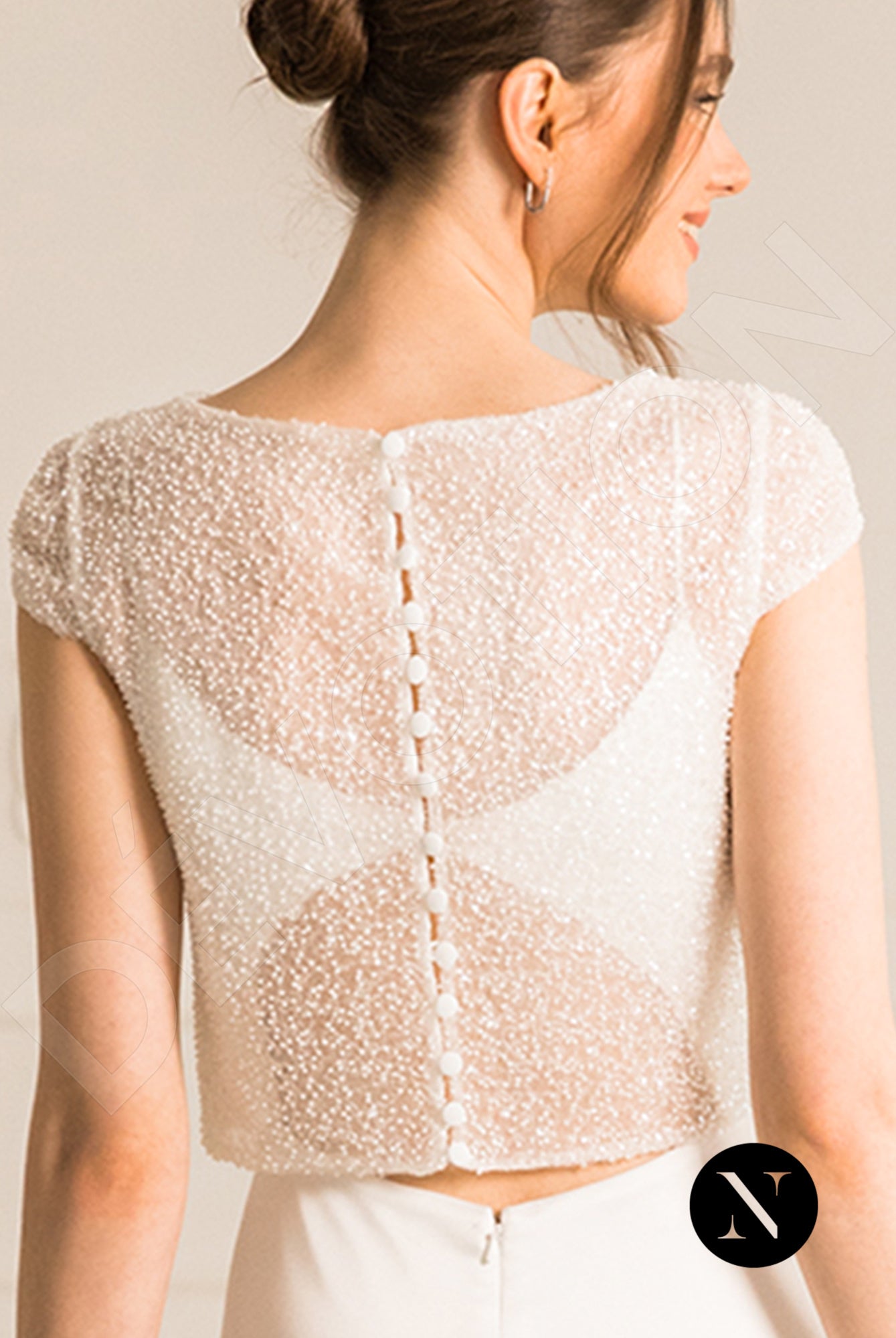 Gabanna Crystal A-line Boat/Bateau Milk Wedding dress