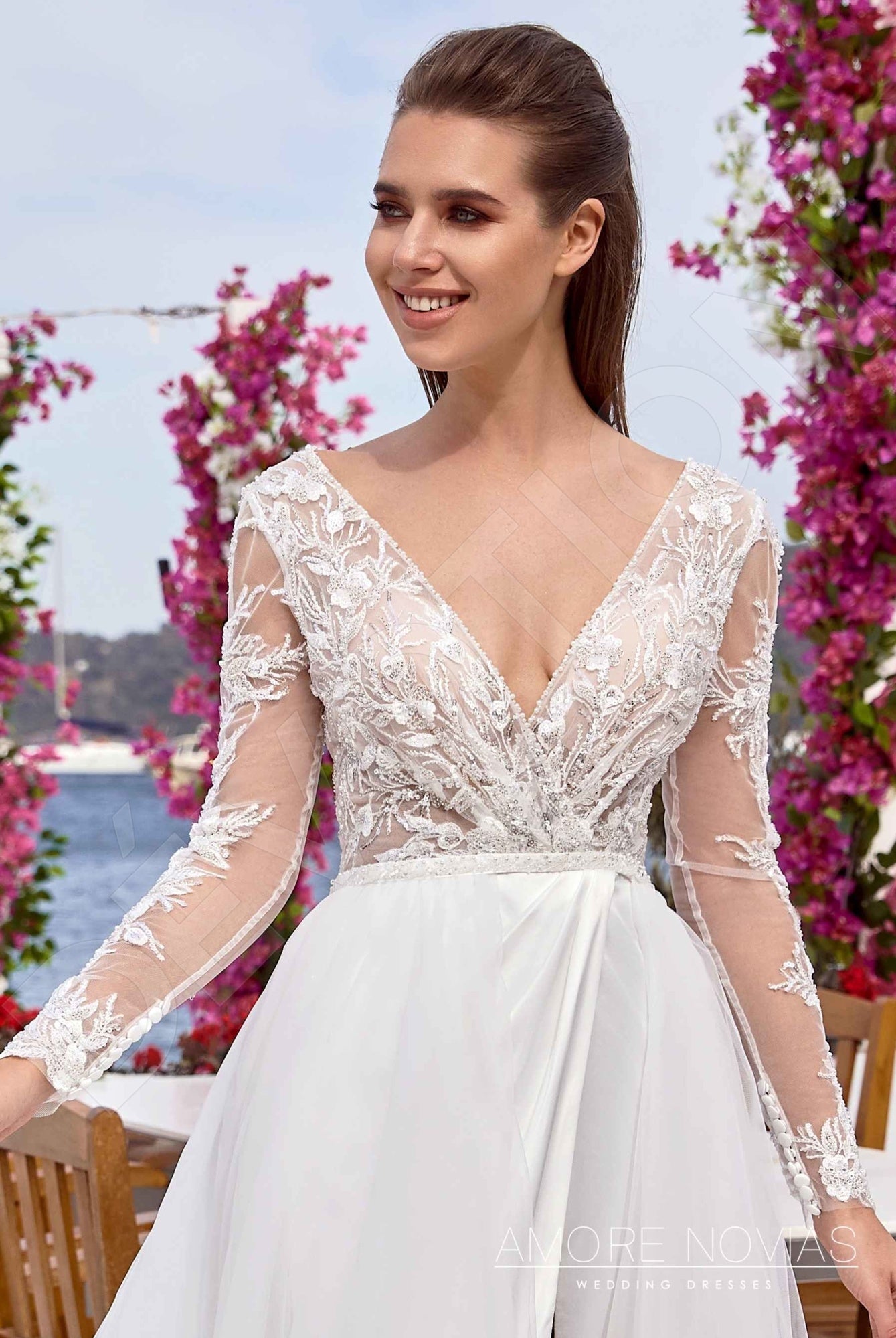 Spencer Full back A-line Long sleeve Wedding Dress 5